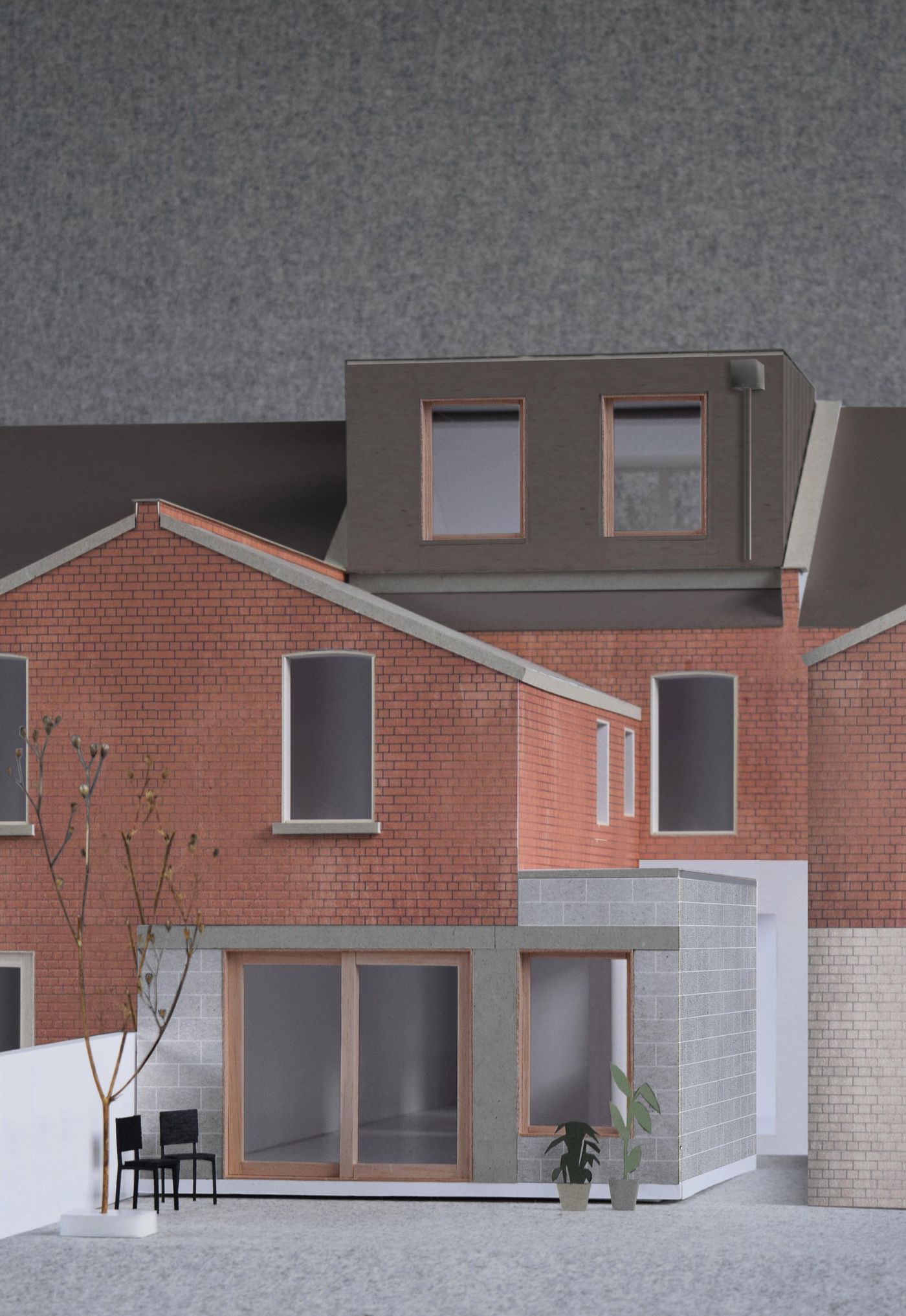 External view of the proposed rear extensions for From Works' Frayne Road project in Bristol.