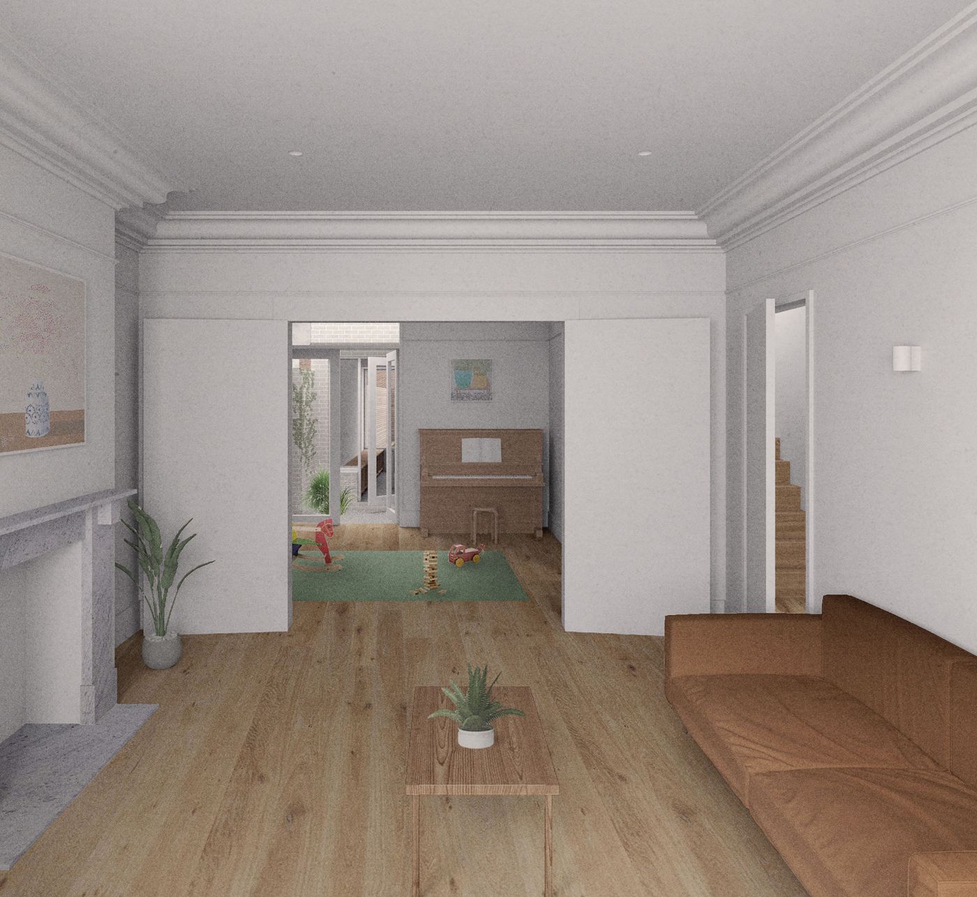 Interior view of the proposed refurbished living room for From Works' project in Bristol.
